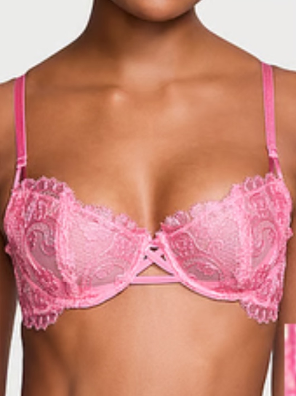 Victoria's Secret Pink Lace Underwire Bra wicked Balconette dream Angel unlined